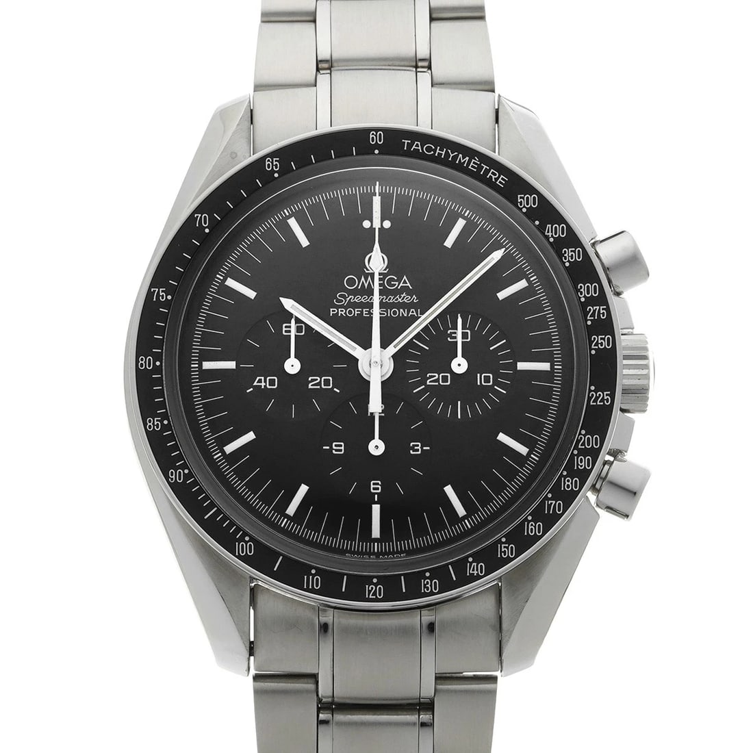 OMEGA SPEEDMASTER PROFESSIONAL BLACK WATCH: OMEGA Speedmaster Professional black WATCH Brand: OMEGA Type: Wristwatch Material: Band Material Stainless steel, Case Material Stainless steel Color: Dial Color black Size: ??Case? H/about