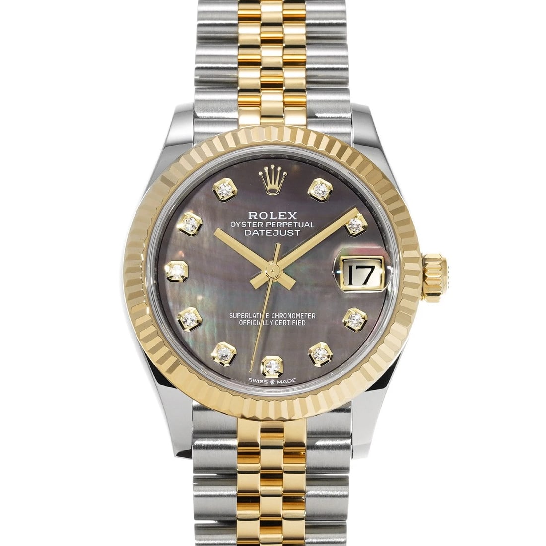 ROLEX DATEJUST BLACK SHELL DIAMOND WATCH: ROLEX Datejust Black shell diamond WATCH Brand: ROLEX Type: Wristwatch Material: Band Material Stainless steel/Yellow Gold, Case Material Stainless steel Color: Dial Color Black shell/diamond Size