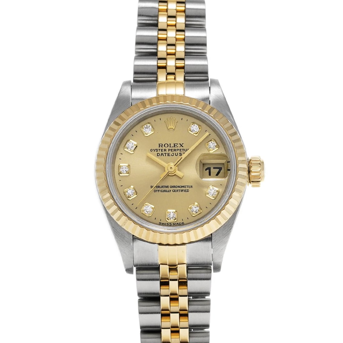 ROLEX DATEJUST CHAMPAGNE DIAMOND WATCH: ROLEX Datejust Champagne diamond WATCH Brand: ROLEX Type: Wristwatch Material: Band Material Stainless steel/Yellow Gold, Case Material Stainless steel Color: Dial Color Champagne/diamond 