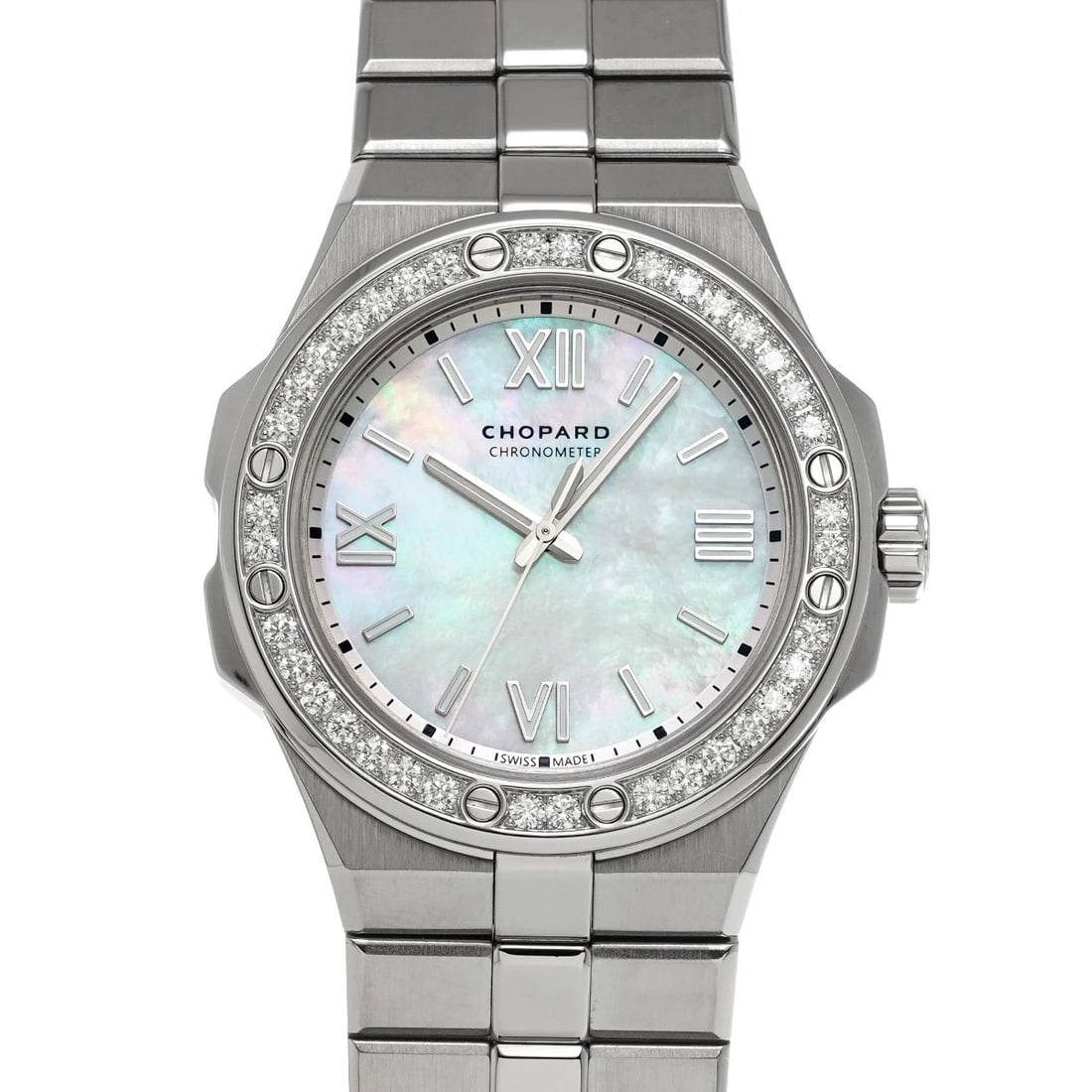 CHOPARD ALPINE WHITE SHELL WATCH: Chopard alpine White shell WATCH Brand: Chopard Type: Wristwatch Material: Band Material Stainless steel, Case Material Stainless steel Color: Dial Color White shell Size: ??Case? H/about 36mm W/a