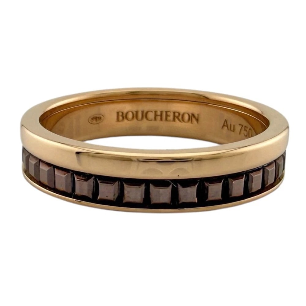 BOUCHERON RING K18 PINK GOLD: Boucheron Ring K18 Pink Gold Brand: Boucheron Type: Ring Material: K18 Pink Gold Color: Pink gold Size: US 4 1/2 Accessories: None Accessories Notice: When purchasing pre-owned goods, plea
