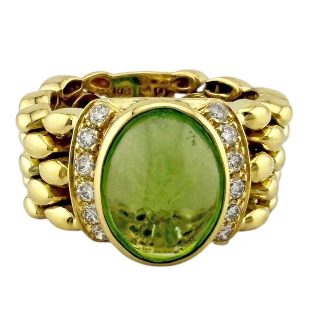 PONTE VECCHIO RING K18 YELLOW GOLD PERIDOT DIAMOND (1 of 4)