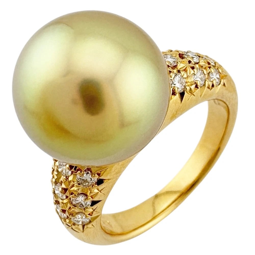 TASAKI RING K18 YELLOW GOLD PEARL DIAMOND (1 of 5)