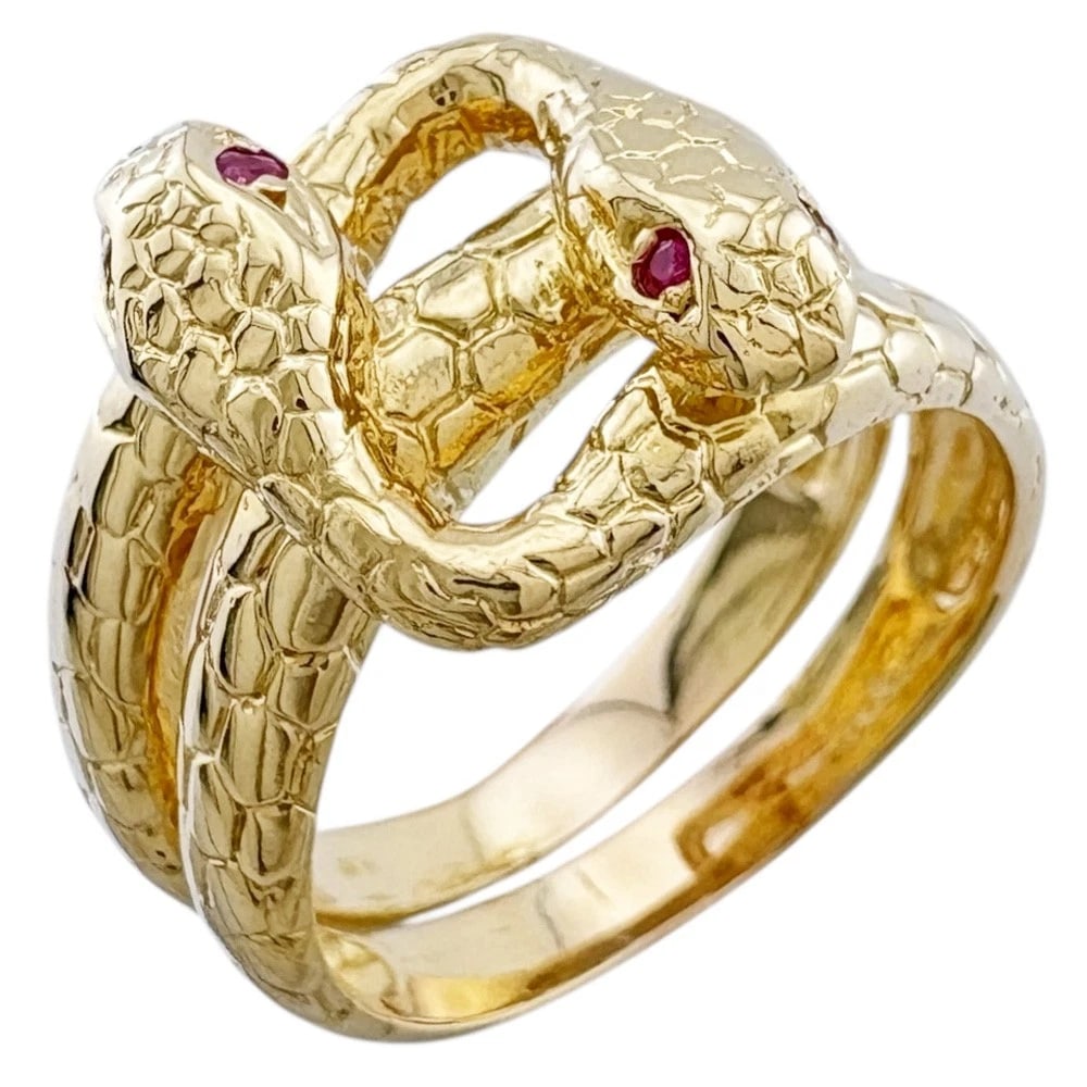 RING K18 YELLOW GOLD RUBY SNAKE (1 of 5)
