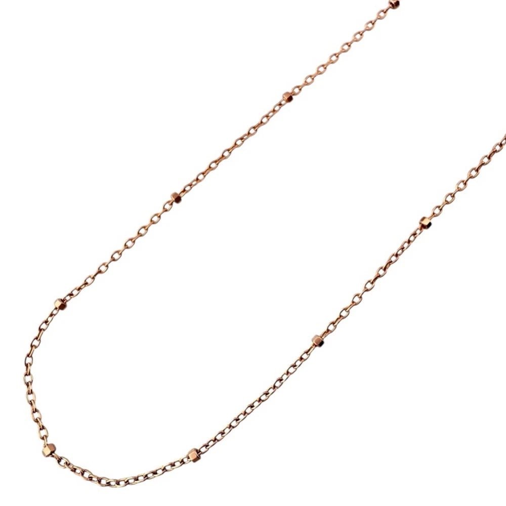 NECKLACE K18 PINK GOLD CHAIN ONLY: Necklace K18 Pink Gold Chain only Brand: Unbranded Type: Necklace Material: K18 Pink Gold Color: Pink gold Size: Size(CM) Total Length:46cm Chain width:1.0mm Adjuster can position (distance from b