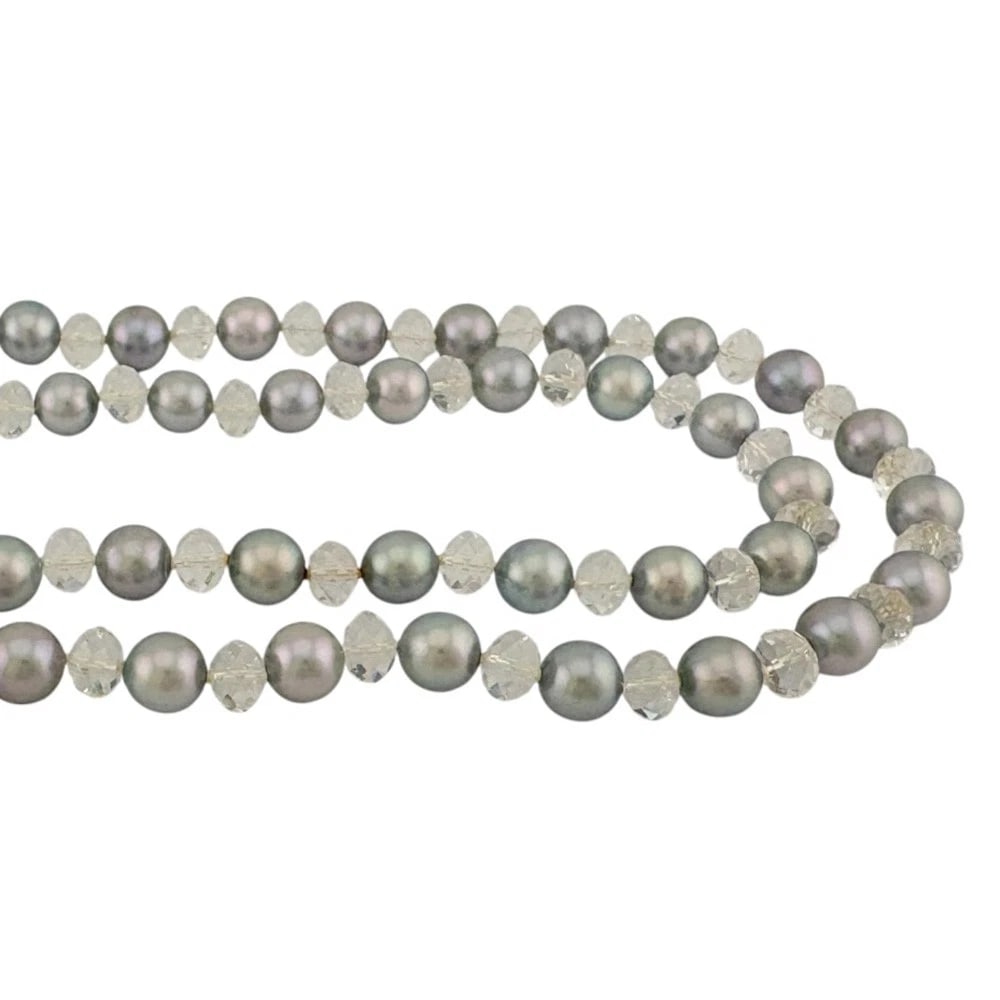 TASAKI NECKLACE SILVER PEARL CRYSTAL LONG (1 of 4)