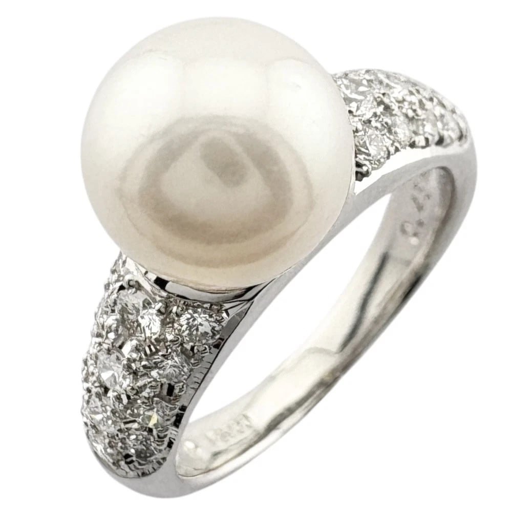 RING PT900PLATINUM PEARL DIAMOND (1 of 4)