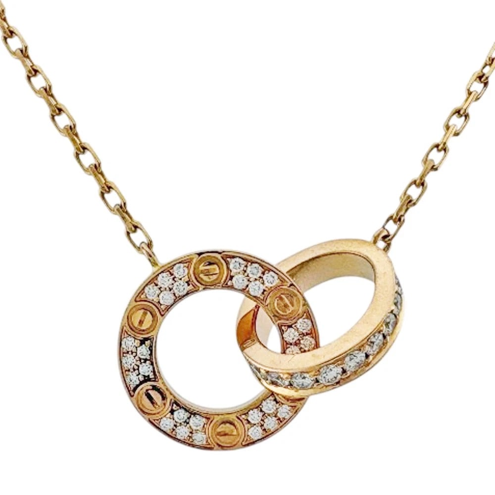 CARTIER NECKLACE K18 PINK GOLD DIAMOND: CARTIER Necklace K18 Pink Gold diamond Brand: CARTIER Type: Necklace Material: K18 Pink Gold Color: Pink gold Size: Size(CM) Total Length:41cm The total length is including the top Chain width:1.0
