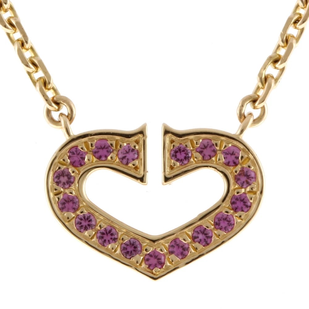 CARTIER NECKLACE K18 PINK GOLD PINK SAPPHIRE C HEART (1 of 5)
