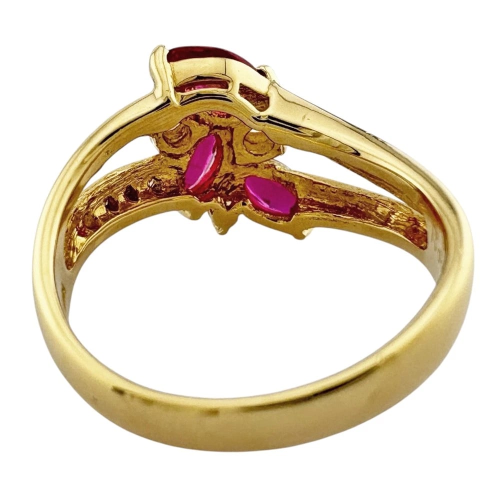 RING K18 YELLOW GOLD RUBY DIAMOND - 3