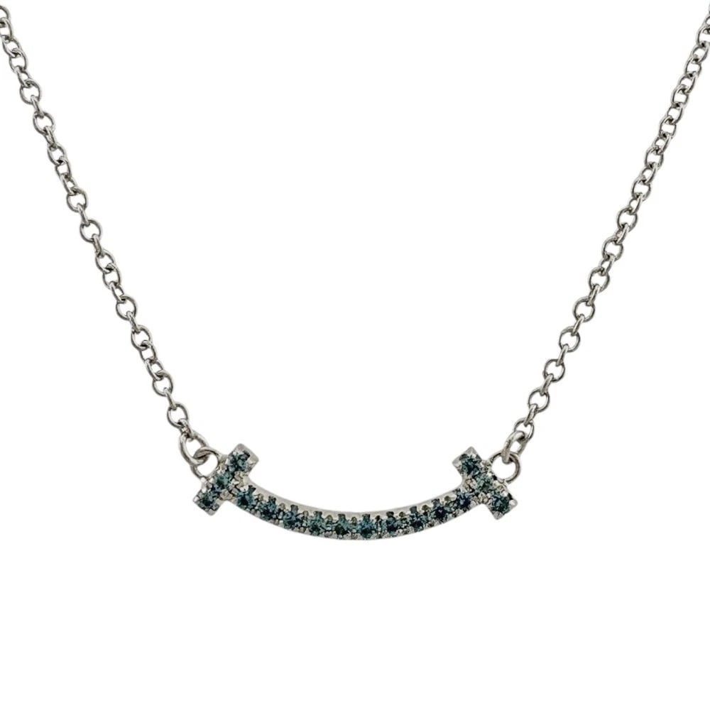 TIFFANY&CO. NECKLACE K18 WHITE GOLD BLUE: TIFFANY&Co. Necklace K18 white gold Blue Brand: Tiffany&co. Type: Necklace Material: K18 white gold Main Stone/Creation Blue Topaz Color: Silver Size: Size(CM) Total Length:46cm Chain