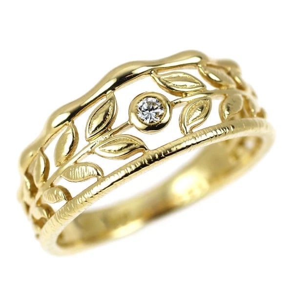 K18YG DIAMOND RING: K18YG diamond ring Brand: None Type: ring Material: K18YG Color: YG Size: 4.75 - 5 US Accessories: None Accessories Notice: When purchasing pre-owned goods, please refer to the photos of t