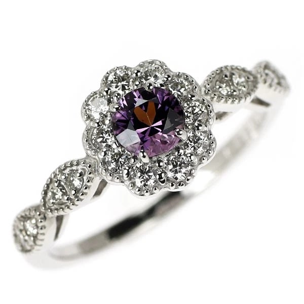 PT950 PURPLE SPINEL DIAMOND RING (1 of 2)