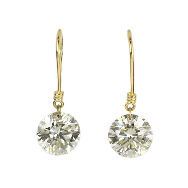 K18YG STRING HOLE DIAMOND EARRINGS (1 of 2)