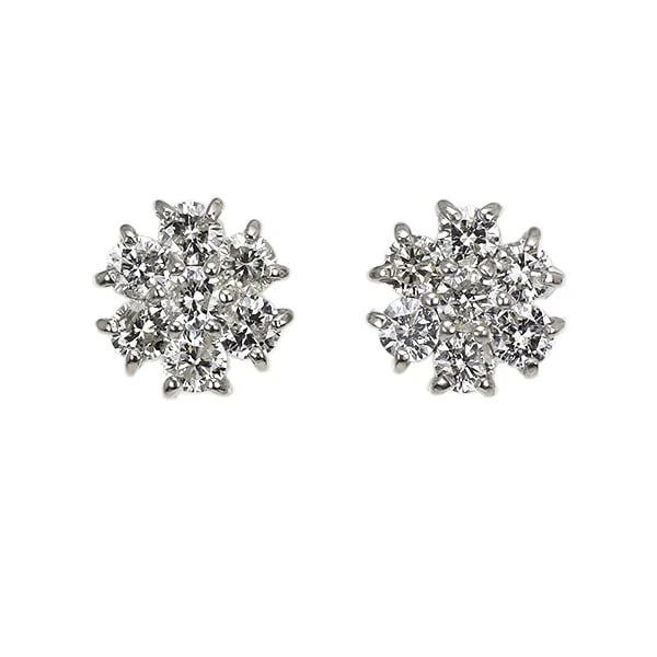 K18WG FLOWER DIAMOND EARRINGS: K18WG flower diamond earrings Brand: None Type: piercing Material: K18WG Color: WG Size: Length/Width/Diameter6.6 Width/Thickness6.9 Accessories: None Accessories Notice: When purchasing