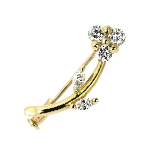 K18YG DIAMOND BROOCH PLANT FLOWER (1 of 2)