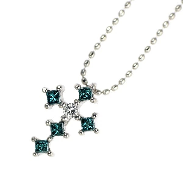 K18WG COLLARLESS/TREAT BLUE DIAMOND PENDANT NECKLACE: K18WG Collarless/Treat Blue Diamond Pendant Necklace Brand: None Type: pendant necklace Material: K18WG Color: WG Size: Necklace: Chain Length 40 cm Accessories: None Accessories Notice: When