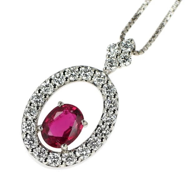 PT900/ PT850 PIGEON BLOOD RUBY DIAMOND PENDANT NECKLACE (1 of 2)