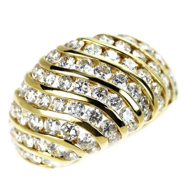 K18YG DIAMOND RING: K18YG Diamond Ring Brand: None Type: ring Material: K18YG Color: YG Size: 6.75 - 7 US Accessories: None Accessories Notice: When purchasing pre-owned goods, please refer to the photos of the
