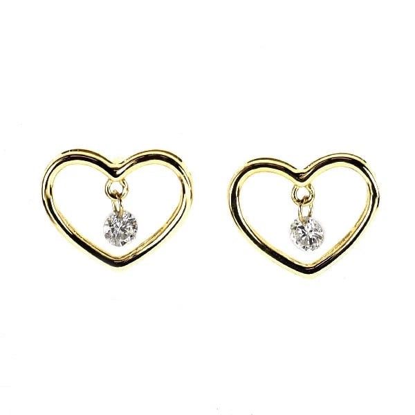 K18YG HEART DIAMOND EARRINGS: K18YG heart diamond earrings Brand: None Type: piercing Material: K18YG Color: YG Size: Length/Width/Diameter8.4 Width/Thickness10.1 Accessories: None Accessories Notice: When purchasing