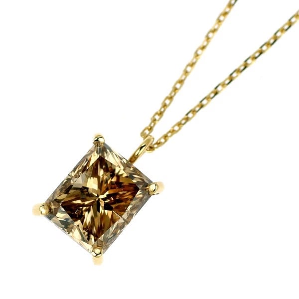 K18YG PRINCESS CUT DIAMOND PENDANT NECKLACE: K18YG Princess Cut Diamond Pendant Necklace Brand: None Type: pendant necklace Material: K18YG Color: YG Size: Necklace: Chain Length 40 cm Accessories: None Accessories Notice: When