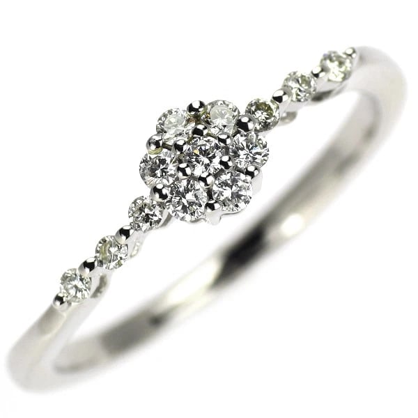 K10WG FLOWER DIAMOND RING: K10WG flower diamond ring Brand: None Type: ring Material: K10WG Color: WG Size: 7.5 US Accessories: None Accessories Notice: When purchasing pre-owned goods, please refer to the photos of
