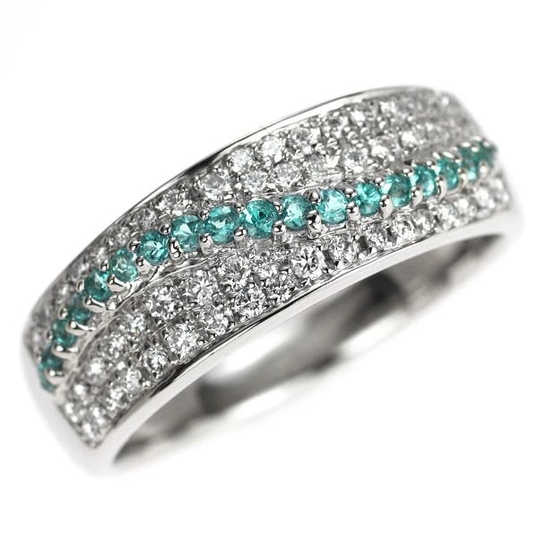 PT900 PARAIBA TOURMALINE DIAMOND RING: Pt900 Paraiba Tourmaline Diamond Ring Brand: None Type: ring Material: Pt900 Main Stone/Creation tourmaline Side Stone diamonds Color: Silver Size: 8.25 - 8.5 US Accessories: None Accessor