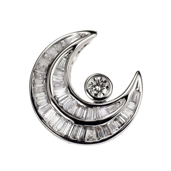K18WG DIAMOND PENDANT TOP CRESCENT MOON (1 of 2)