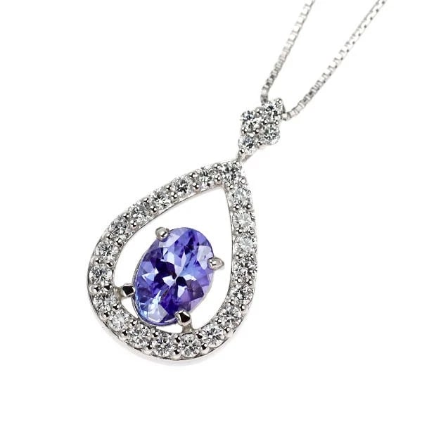 PT900/PT850 TANZANITE DIAMOND PENDANT NECKLACE: Pt900/Pt850 Tanzanite Diamond Pendant Necklace Brand: None Type: pendant necklace Material: Pt900/Pt850 Main Stone/Creation tanzanite Side Stone diamonds Color: Silver Size: Necklace: Chain