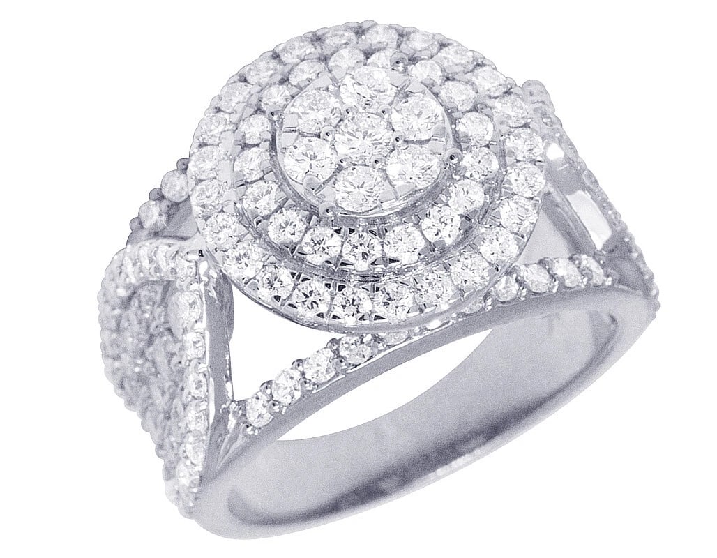10K WHITE GOLD REAL DIAMOND ROUND CLUSTER RING: 10K White Gold Real Diamond Round Cluster Ring Brand: None Type: Ring Material: 10K White Gold Main Stone/Creation Natural Color: White Gold Size: 10 US Accessories: None Accessories Notice: