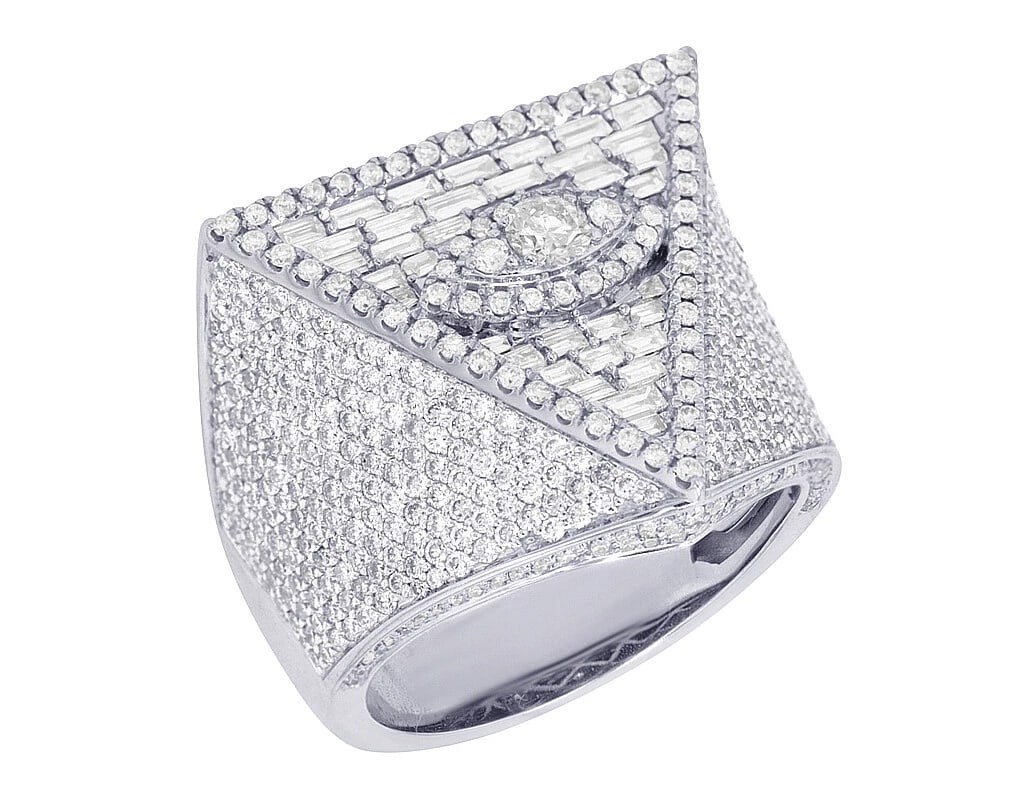 BAGUETTE ILLUMINATI REAL DIAMOND RING 14K WHITE GOLD (1 of 6)