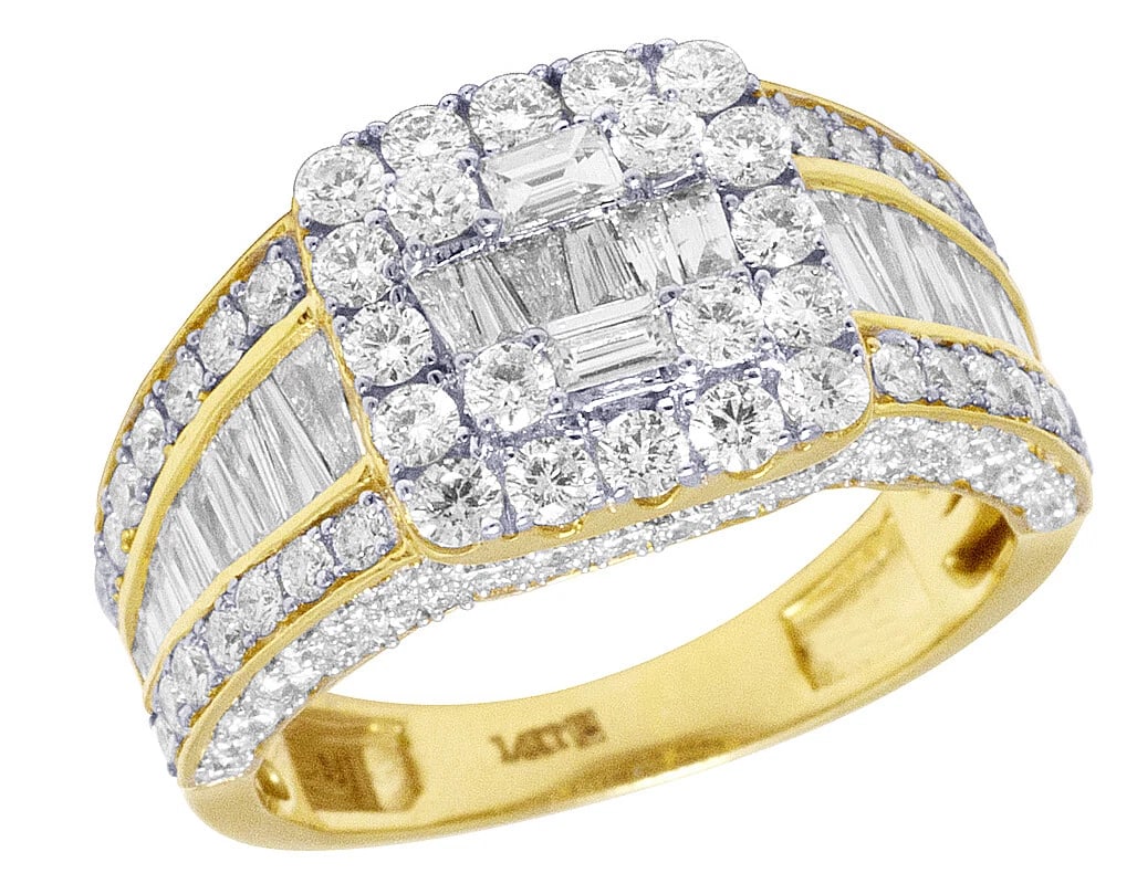 MEN'S REAL DIAMOND SQUARE PINKY RING 14K YELLOW GOLD (1 of 5)