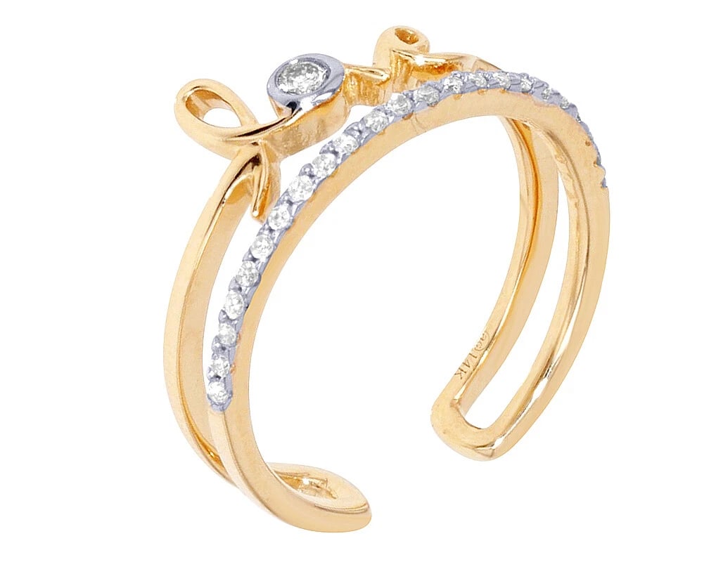 LOVE REAL DIAMOND DESIGNER RING 14K YELLOW-WHITE GOLD (1 of 5)