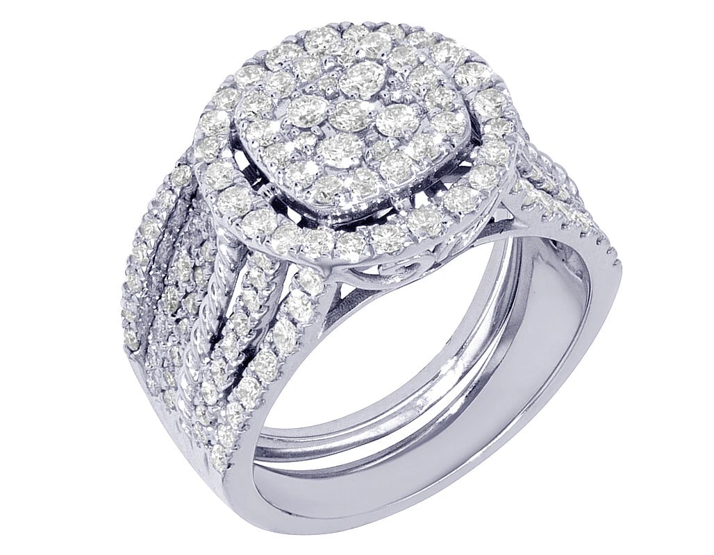 SQUARE CLUSTER HALO REAL DIAMOND RINGS (1 of 6)