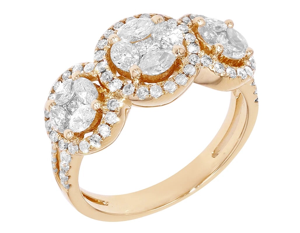 LADIES MARQUISE HALO REAL DIAMOND RING 14K YELLOW GOLD (1 of 5)
