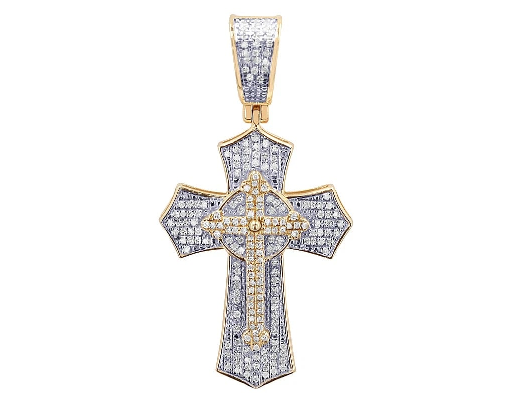 2 LAYER REAL DIAMOND PENDANT 10K WHITE GOLD: 2 Layer Real Diamond Pendant 10K White Gold Brand: None Type: Pendant Material: 10K White Gold Main Stone/Creation Natural Color: Multi-Tone Size: Dimension L1.75" , W 21.6 MM Accessories: None