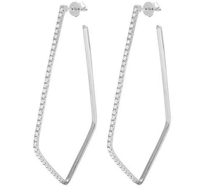 LADIES 14K WHITE GOLD REAL DIAMOND ONE ROW EARRINGS (1 of 5)