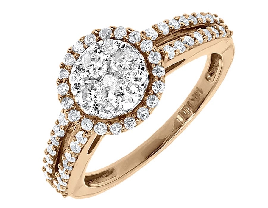 14K ROSE GOLD LADIES SOLITAIRE CLUSTER DIAMOND RING (1 of 4)
