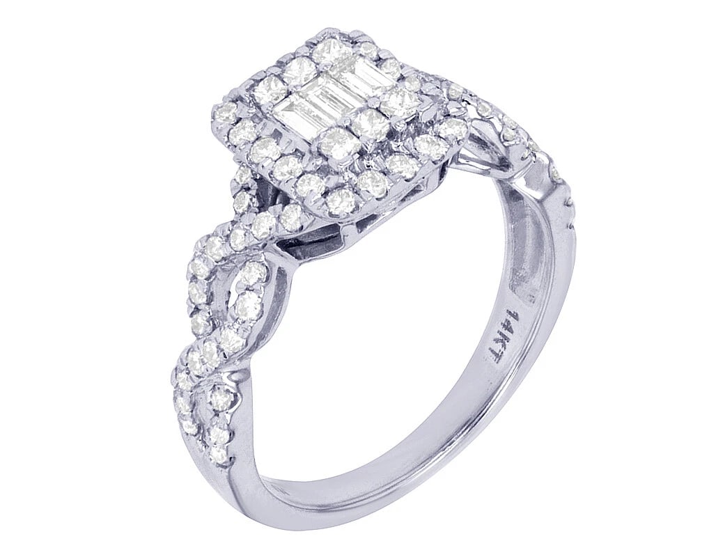 SQUARE CLUSTER REAL DIAMOND RING 14K WHITE GOLD (1 of 4)