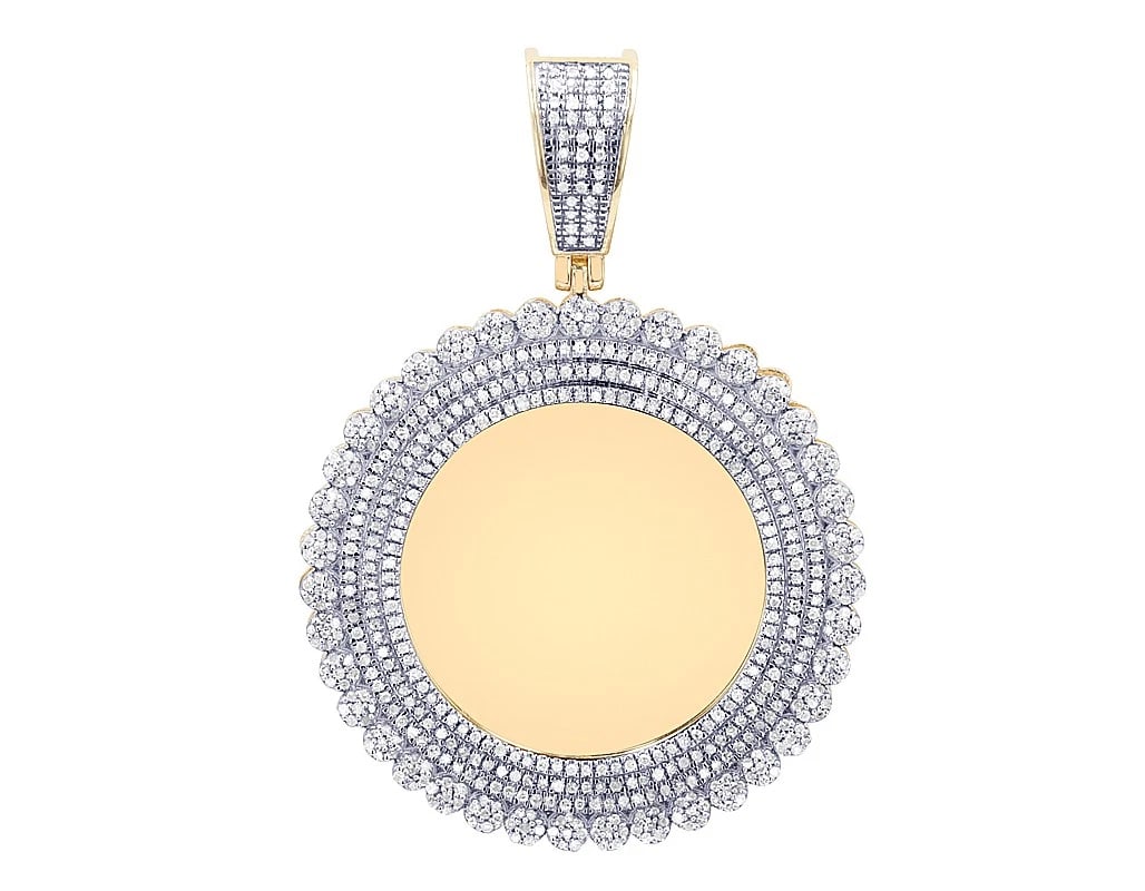 TRIPLE ROW REAL DIAMOND ROUND MEMORY PENDANT (1 of 3)
