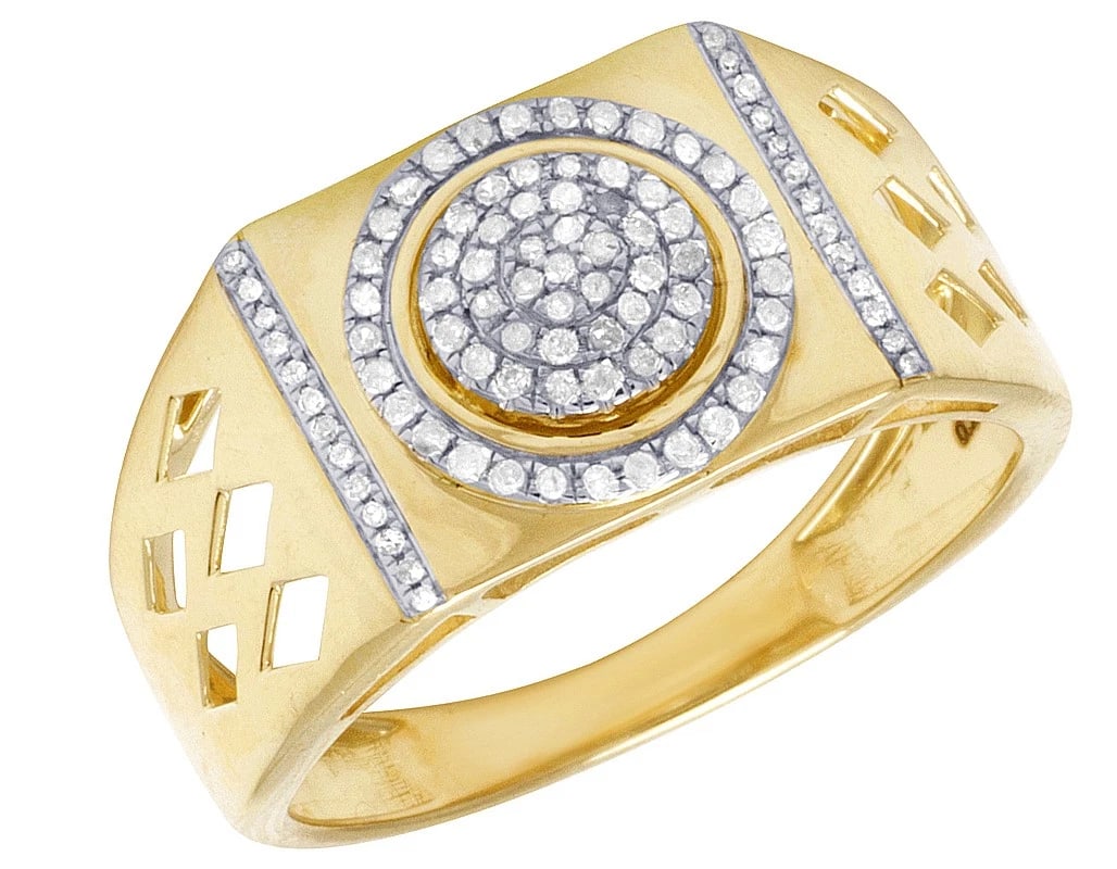 10K YELLOW GOLD GENUINE DIAMOND PINKY RING (1 of 4)