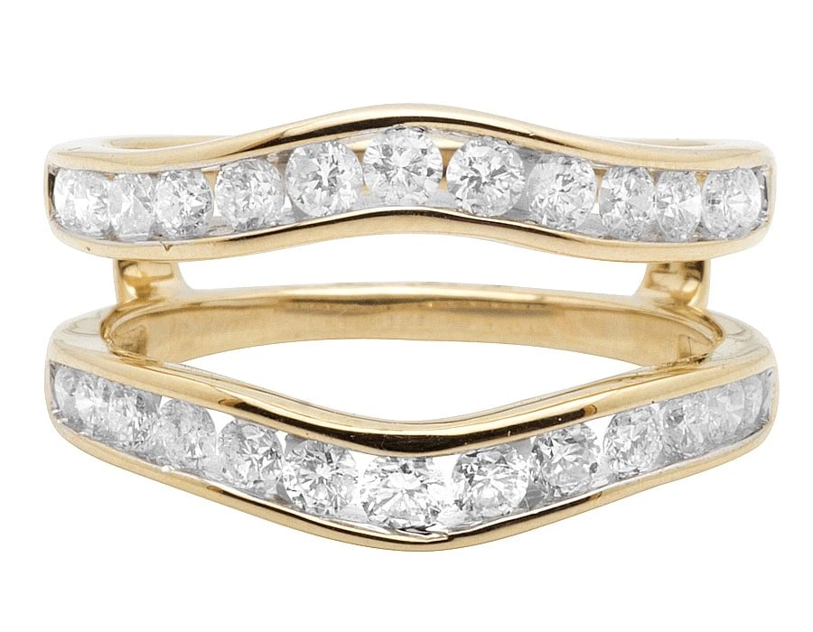 14K YELLOW GOLD BRIDAL WEDDING RING GUARD: 14K Yellow Gold Bridal Wedding Ring Guard Brand: None Type: Ring Material: 14K Yellow Gold Main Stone/Creation Natural Color: Yellow Gold Size: 7 US Accessories: None Accessories Notice: W