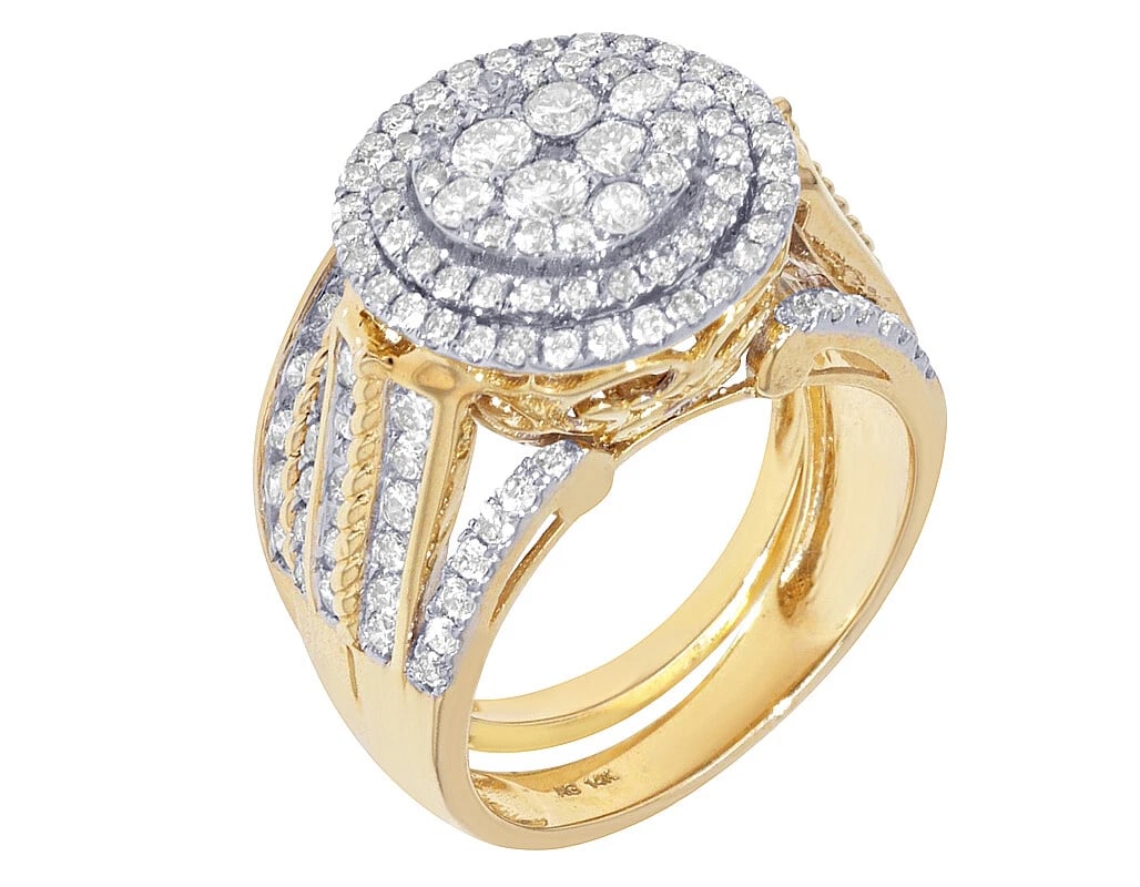 ROUND CLUSTER DOUBLE HALO REAL DIAMOND BRIDAL RING (1 of 5)