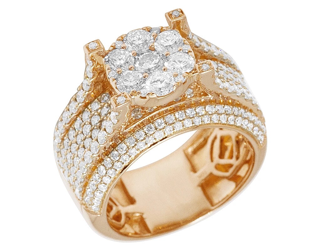 MEN'S 10K ROSE GOLD REAL DIAMOND CLUSTER PINKY RING (1 of 5)