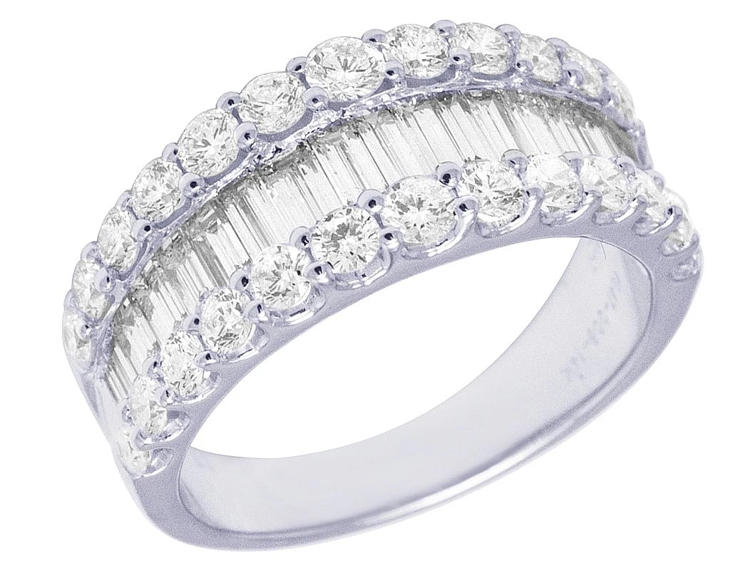 LADIES 14K WHITE GOLD BAGUETTE DIAMOND BAND RING (1 of 5)