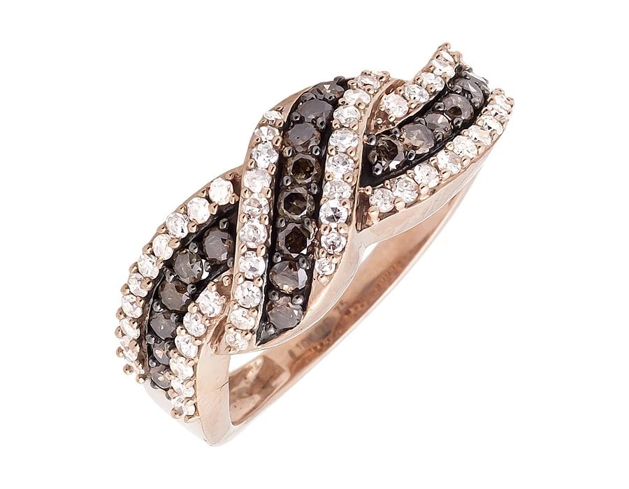 10K ROSE GOLD SWIRL BROWN AND WHITE DIAMOND RING (1 of 3)