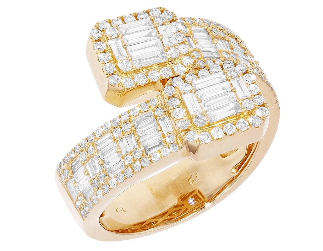 SQUARE BAGUETTE REAL DIAMOND RING 10K YELLOW GOLD (1 of 5)