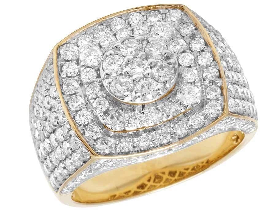 10K YELLOW GOLD GENUINE DIAMOND MEN'S CLUSTER PINKY RING (1 of 5)