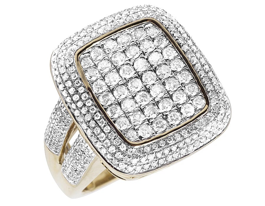 MEN'S 10K YELLOW GOLD SQUARE DIAMONDS 3D PINKY RING (1 of 5)