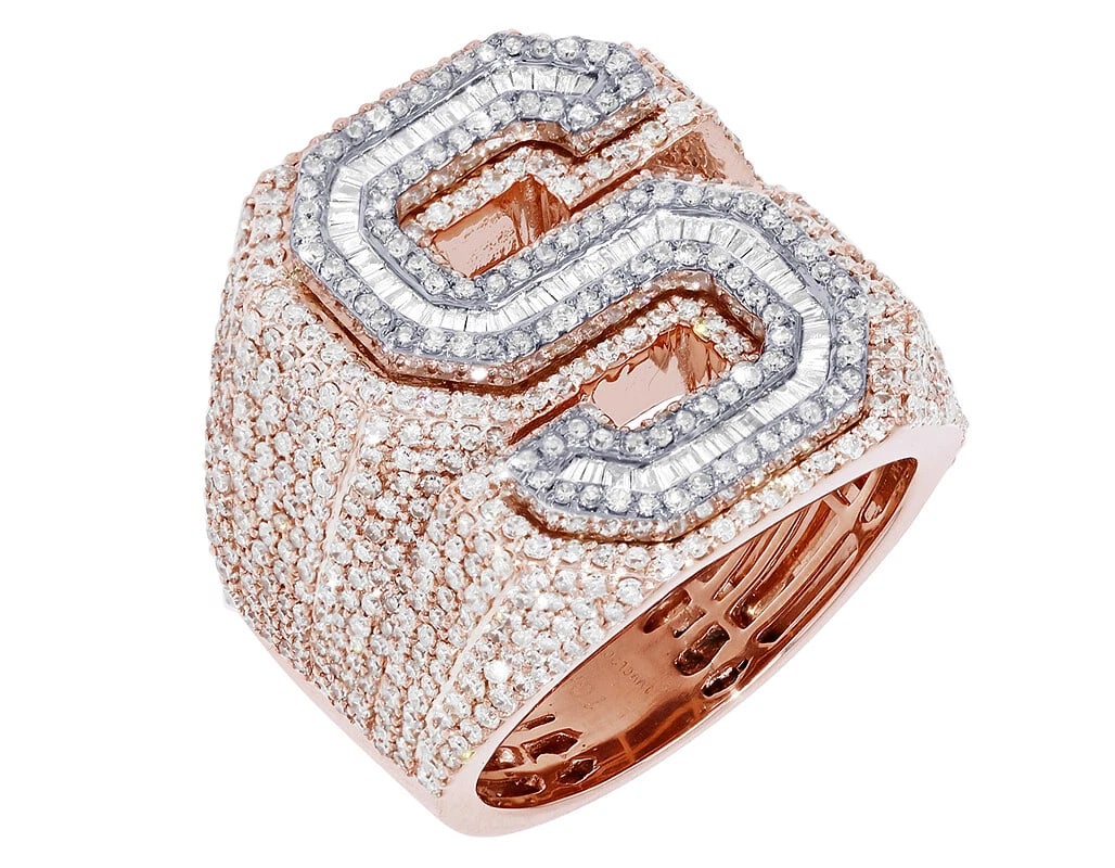 INITIAL "S" DIAMOND RING 10K ROSE-WHITE GOLD (1 of 4)